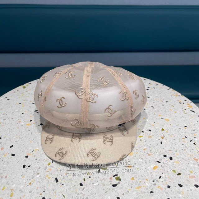 Chanel爆款女士帽子 香奈兒網紗八角帽貝雷帽  mm1293